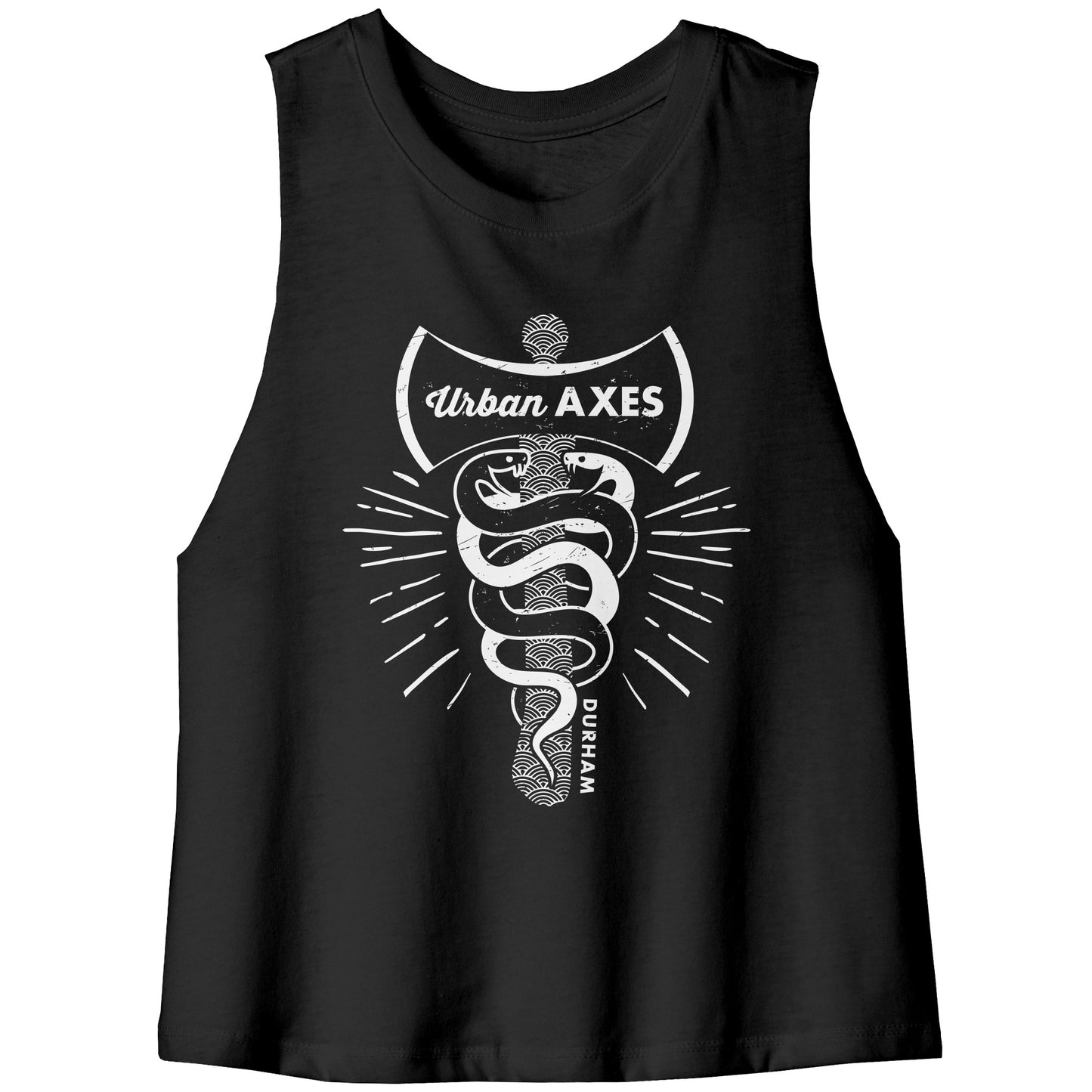 Durham City of Axes Bella Women's Crop Racerback Tank