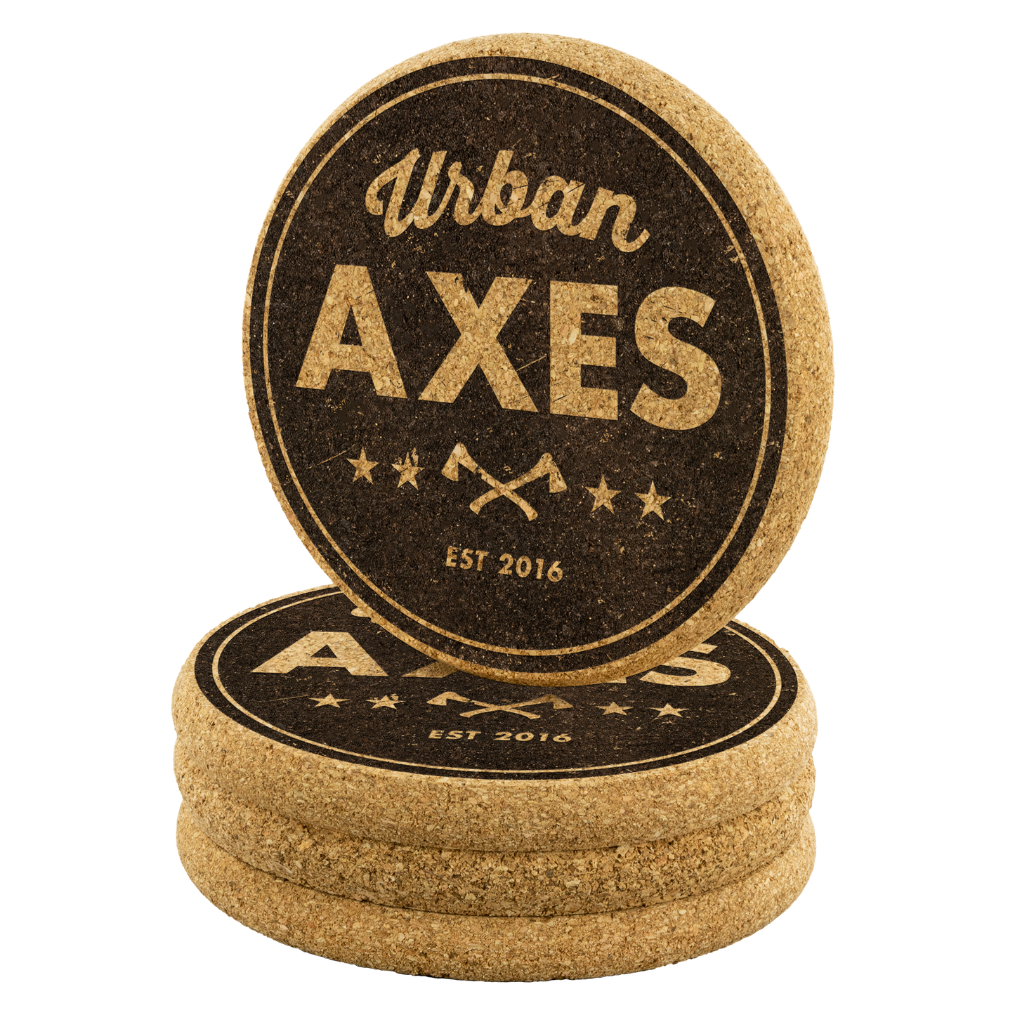 Urban Axes Cork Coasters