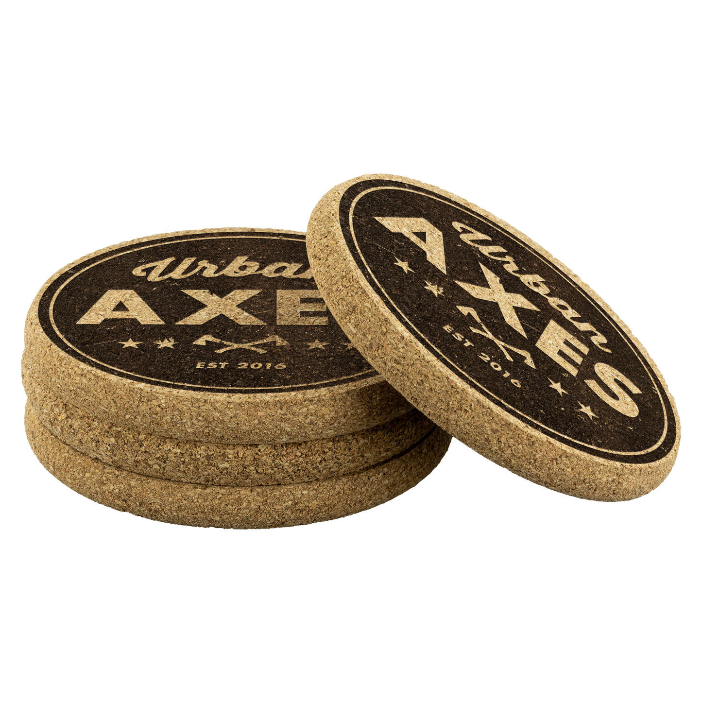 Urban Axes Cork Coasters