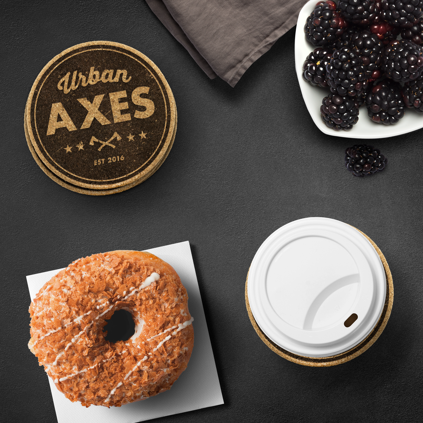 Urban Axes Cork Coasters