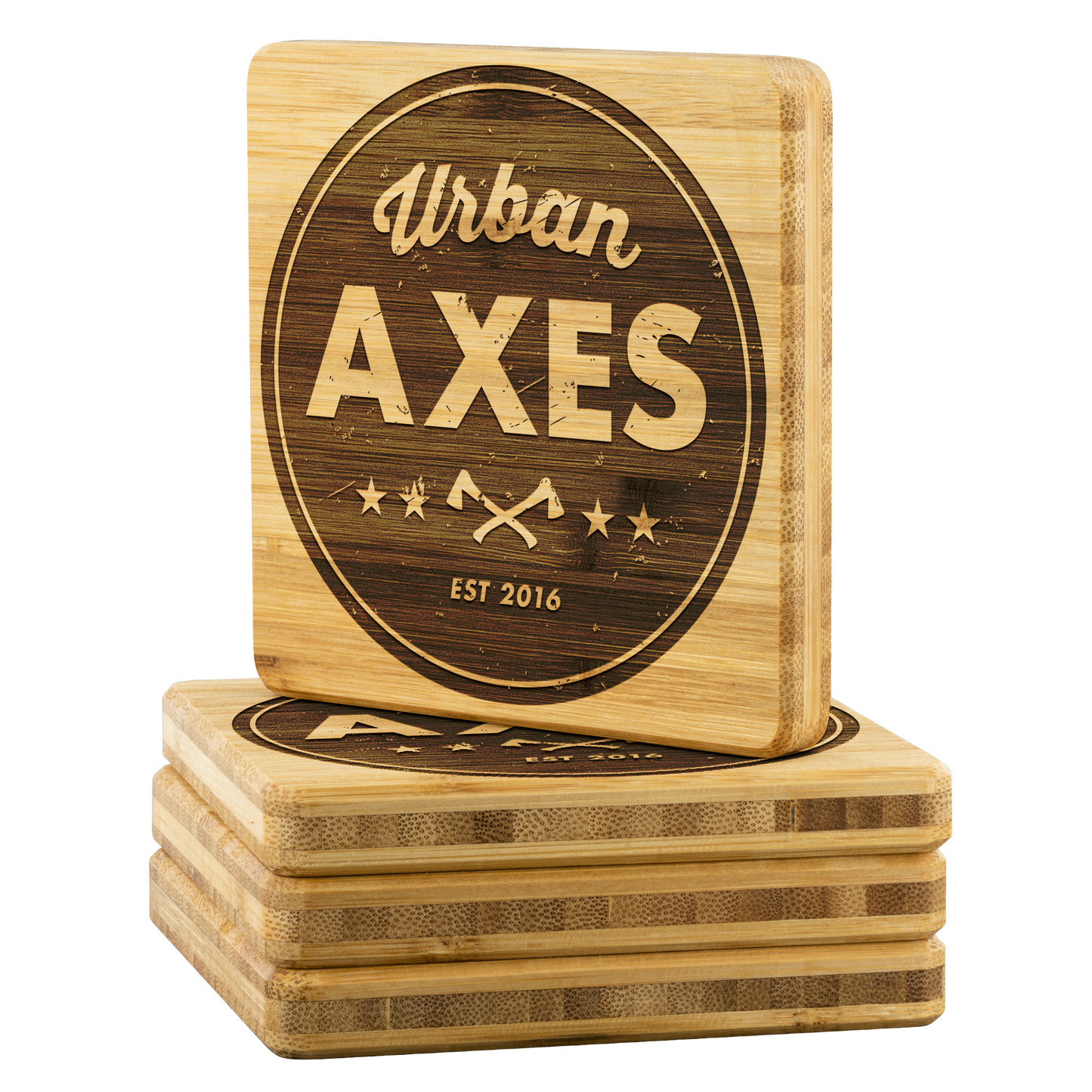 Urban Axes Bamboo Coasters